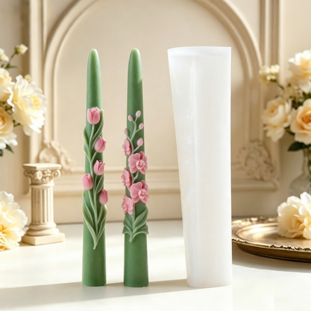 Candle Making Video - Long Pole Flower Taper Candle Silicone
