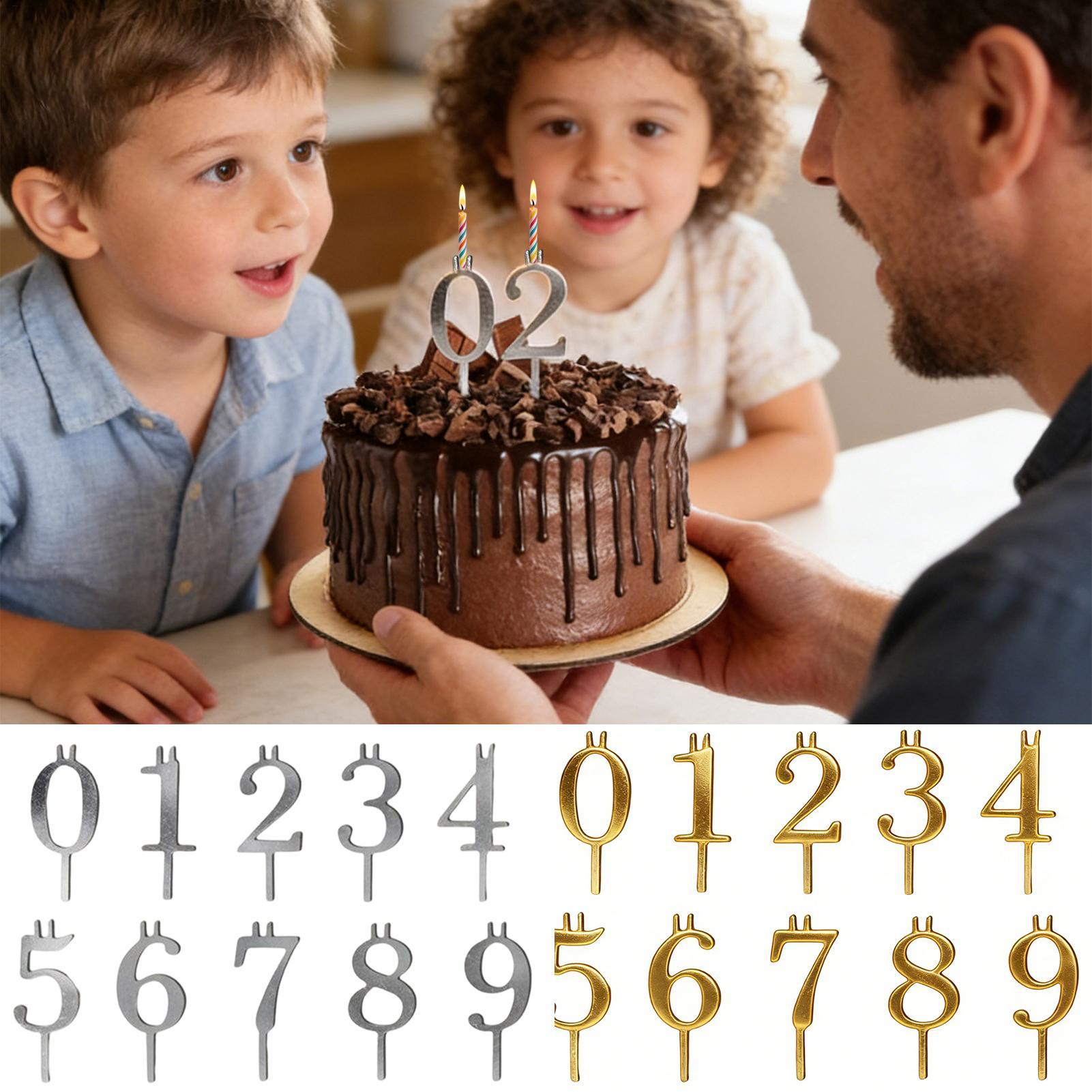 Candle Making Ideas - 10pcs 0-9 Number Cake Toppers Metal