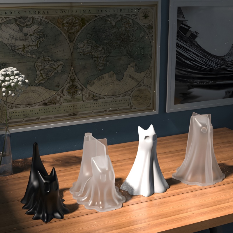 Ghost Cat Halloween Desktop Or - огляд і ціна Candle Making Ideas