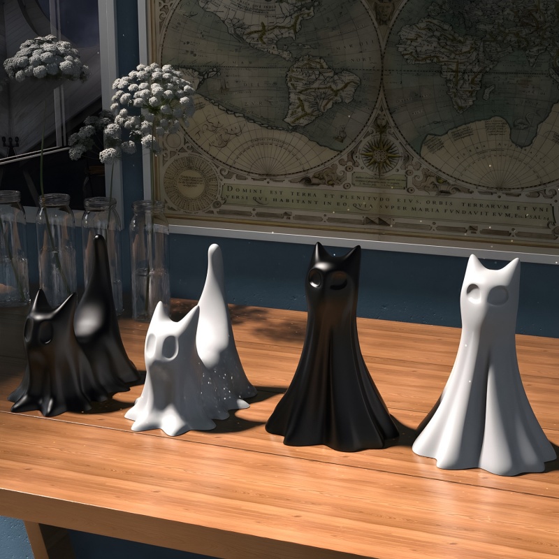 Ghost Cat Halloween Desktop Or - огляд і ціна Candle Making Ideas